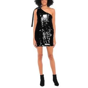 NWT Liu Jo Black Sequin One Shoulder Tie Mini Dress Size 6